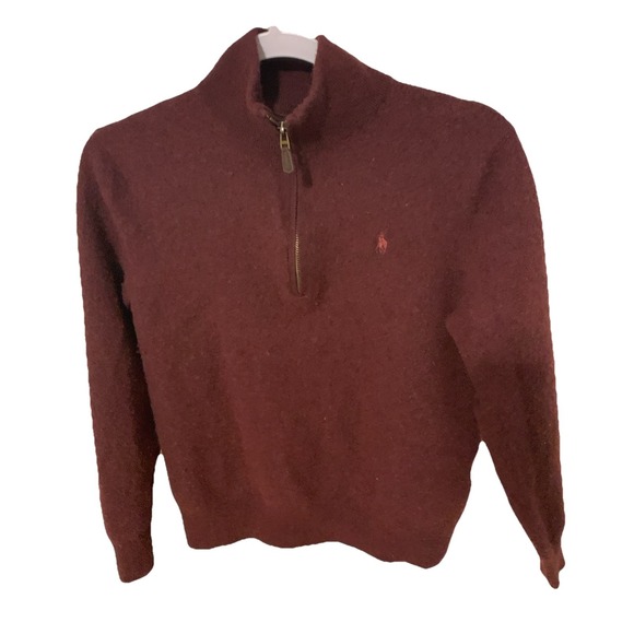 Polo Ralph Lauren quarter-zip wool sweatshirt in aged burgundy Size Large - Picture 2 of 6